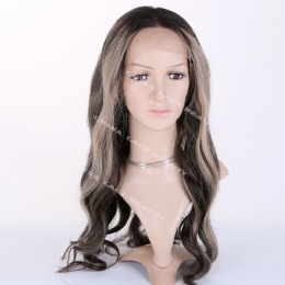 360 Lace Wig, 22in Balayage Highlighted Wavy Hair