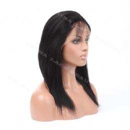 Lace Front Wig Indian Remy 12inches 1# light yaki