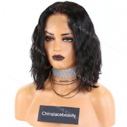 Bob Wavy Brazilian Virgin Hair New 13x4 HD Lace Wigs 150% thick density pre-plucked hairline