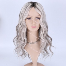 Lace Front Wig, Balayage Highlights Ash Grey