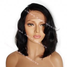 6inches Lace Front Wig, Indian Remy Hair, Bob Wavy