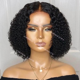 Curly Bob Wig, 13x4HD Lace Indian Remy Hair