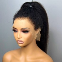 4C Edges Kinky Straight 360 Lace Frontal Wig