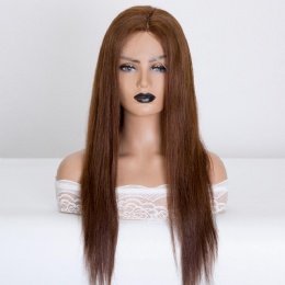 Silk Base Top Glueless Full Lace Wig 22in Brown Brazilian Virgin Hair