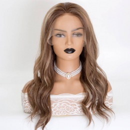 Silk Base Top Glueless Full Lace Wig Highlighted Dark Blonde